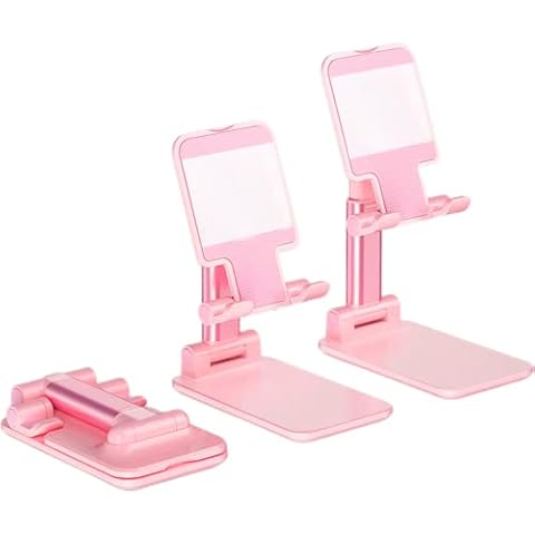 Portable Pink iPhone Stand with Mini Mirror Cover
