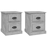  Tidyard Tables de Chevet Table de Nuit Bois Armoire de Lit Table d\'appoint pour Salon ou Bureau 2 pcs Gris béton 39x39x47,5 cm Bois ingénierie