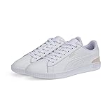Niedriges Schuhdesign PUMA Vikky v3 Lthr, Damen Sneaker, Weiß Weiß Team Gold, 37 EU