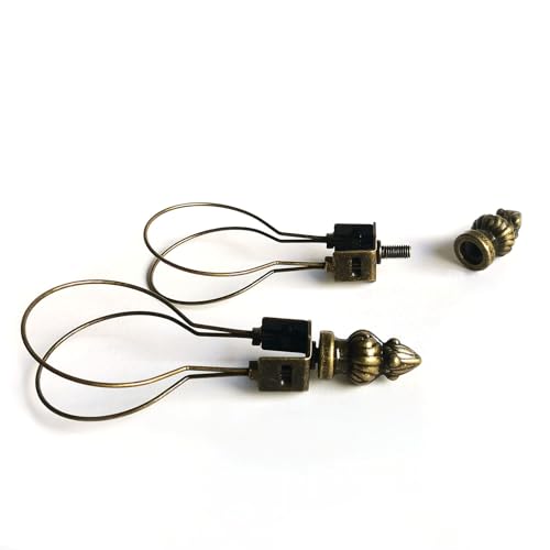 Image of GY & CK Antique Brass Clip On Lampshade Adapter Lamp Shade Light Bulb Clip Adapter Includes Decoration Finial, Spring Clip for Light Bulb