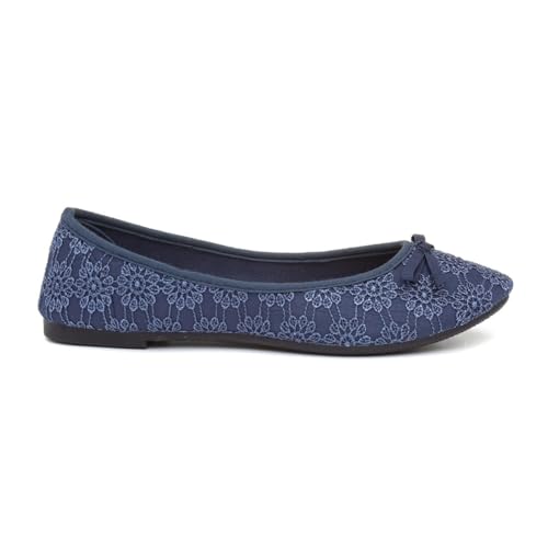 Lilley Women’s Navy Lace Slip-On Ballerina, Size 6 UK - Image 2