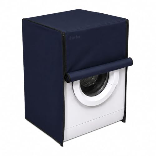 Image of Zerfa Waterproof, Dust-Proof, Sun-Proof Front Load Fully Automatic Washing Machine Cover Fit and Suitable for All Brands Universal Cover - Blue (Dimensions: 59 x 59 x 86 cm)