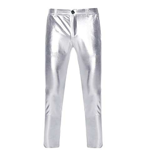 NewL Herren Night Club Skinny Shiny Gold Coated Metallic Pants Stage...