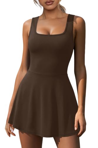 Image of NIASHOT Women's Athletic Dress with Built-in Shorts & Pockets Workout Tennis Golf Active Wear U Neck A-line Dresses