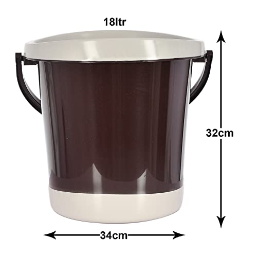 Image of Kuber Industries Plastic Unbreakable Strong Bathroom Ultra Bucket with Handle,18 Ltr,(Brown)