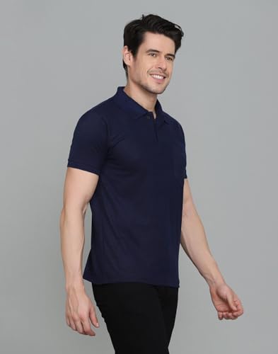 Image of INKKR Men Regular Fit Polo Neck Half Sleeve Solid Casual T-Shirt with Chest Pocket | Pack of 3