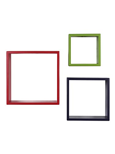 Image of Home Sparkle Wooden Cube Wall Shelves Set of 3 Engineered Wood (Multicolour)