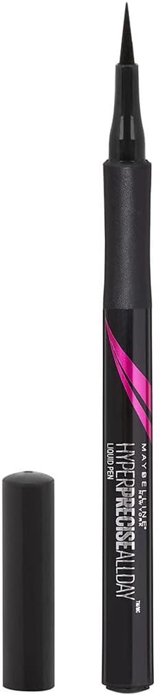 Maybelline Eye Liner, Hyper Precise Black Liquid Eye Liner, Ultra-Thin Defining Felt Tip Liner, Quick Drying Liquid Eyeliner, Ink Technology, Maybelline New York, Safe for Sensitive Eyes, Matte Black