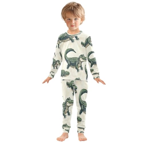 Pajama Sets Long Sleeve Alligator Pattern Print Design Soft Comfy Sleepwear 2 Piece PJS 3-8T2