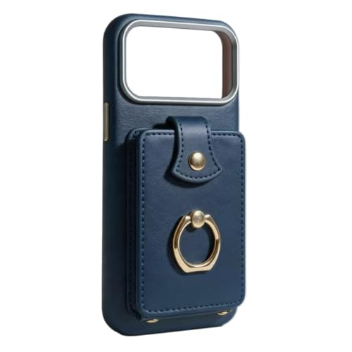 RuimoTuiko iPhone14plus�p PU ���U�[ �J�[�h���[ 360°��]�����O�t���X�^���h �����h�~ �ϏՌ� ���p �u���[ �X�}�z�P�[�X