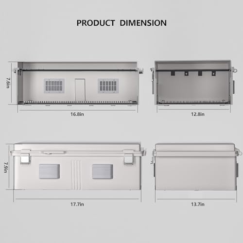 Image of Electrical Junction Box, Ventilated Design, Cable Grommets, Indoor /Outdoor Use with Mounting Panel & Hinged Cover. Waterproof IP 65. (Grey Cover, 17.7 inchx13.7 inchx7.9 inch)