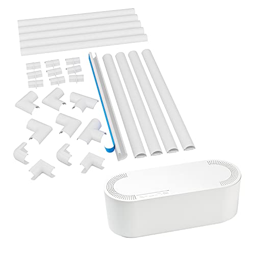 Caja de Gestión de Cables D-Line (pequeña) y Canaleta para Cables Mediana Multipack: 10 unidades de 1,18" (ancho) x 0,59" (alto) x 15,7" (largo), con 19 accesorios - Blanco miniatura 1