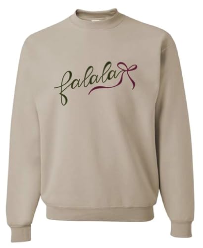 Bowlerstore Products FA La La Christmas Bow Womens Crewneck - Sandstone Medium