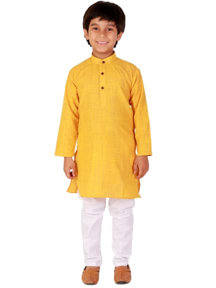 Image of Pro-Ethic Style Developer Kids Cotton Solid Ethnic Kurta Pajama Set|Traditional Style Kurta Pajama