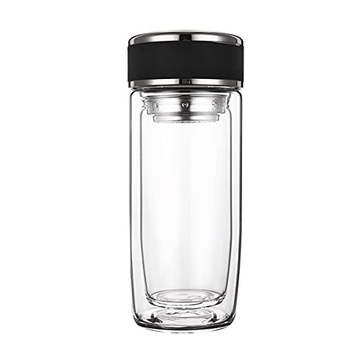 TOMATUS® 1 PCS Glass Tea Tumbler Glass Tea Infuser Bottle Double Wall Glass Borosilicate Travel Mug Sealed Leakproof Tea…