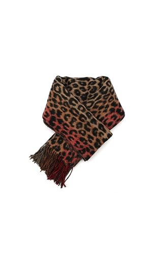 Women's Leopard Stripe Woven Scarf, 100% Wool Accessory, Lightweight Fabric2