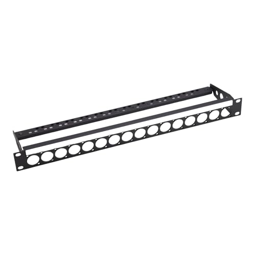 Image of kenable 19 inch Rack Panel Punched for 16 D-Series Connectors 1U Brushed Dark Aluminium Metal Mounting Plate for Audio Video Data Patch Panels Server Cabinet Equipment
