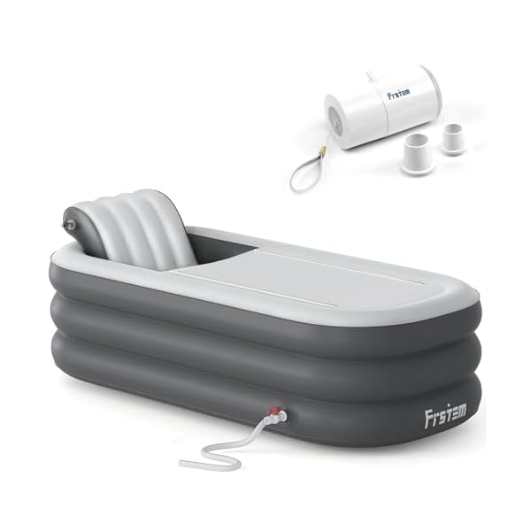 Frstem 71" Aufblasbare Badewanne für Erwachsene mit elektrischer Luftpumpe S Grau