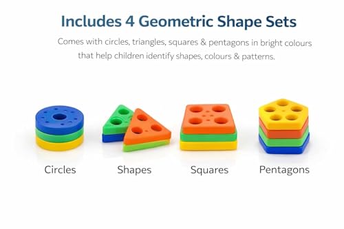 Image of Brand Conquer Toy for Toddlers | Pull Along Shape Sorting & Stacking Puzzle with Hammer | Geometric Blocks Educational Toy | Montessori Early Development Gift for Boys (3-in-1 Learning Train)