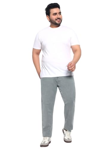 Image of Cotton Comfort Fit Jeans for Men | Full-Length Solid Denim Pants with Button Closure, Embroidered Design, Mid-Rise Casual Trousers for Daily | Classic Jeans for Office Bottoms (DI-249)