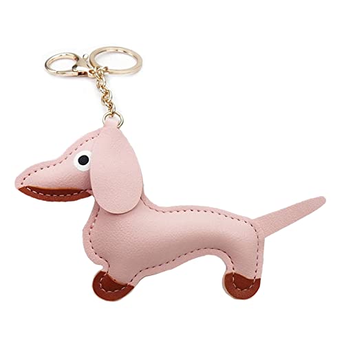 LUOFENG Mini süßer Dackel-Hund-Schlüsselanhänger-Anhänger, schöner PU-Leder-Tiere-Schlüsselanhänger für Handtasche, Tasche, Rucksack, Handtasche