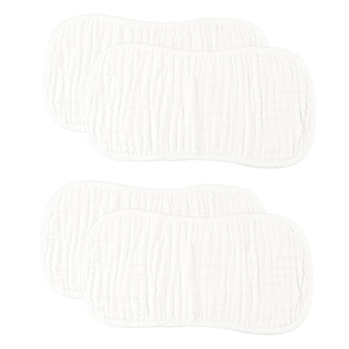 4Pcs Burp Cushion Soft Gauze Towel for Boy Girl Absorbent Milk Spitting Bibs for and Burping White Color