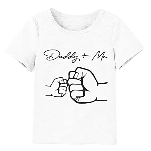 Toddler Baby Boys Girls Summer Outfit Short Sleeve Shirt Letter Cartoon Print T Shirt Crew Neck Shirt Casual Tee Top For Kids Toddler Boy Clothes Summer Outfits(White,12-18 Months) #TOP20