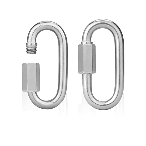 Lependor Quick Links, 304 Stainless Steel Carabiner D Shape Chain Links For Camping, Outdoor, Fence Gate Swings, Pet Dog - 2 Pcs M10 (3/8") #TOP1