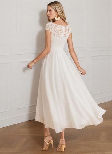 Lace Short Wedding Dresses for Bride 2025 V Neck Sleeveless Tulle Knee Length Boho Bridal Gowns WE0012