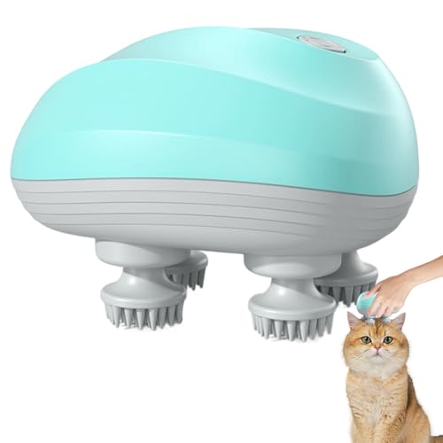 HIULLEN Massaggiatore elettrico per la testa, massaggiatore per le mani senza fili, massaggiatore portatile per cuoio capelluto con 4 testine impastatrici, impermeabile per gatti, massaggiatore per