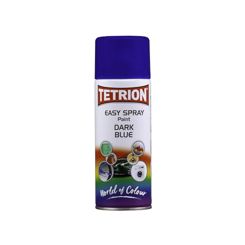 Image of Tetrion Easy Spray Paint - Dark Blue 400ml -All-Purpose Fast Drying Acrylic Spray for Wood, Metal, Plastic, Ceramic & More, Smooth Base Coat - Indoor & Outdoor Use, 13.5 Oz