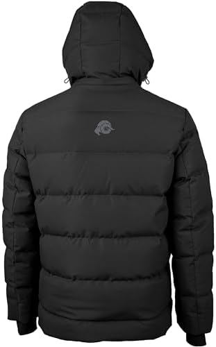 GUGGEN Mountain Heren Donsjack Warme Gevoerde Dons Winterjas WH10 Outdoor Afneembare Capuchon Gewatteerde Jas Hoodie Herenjas, zwart, M