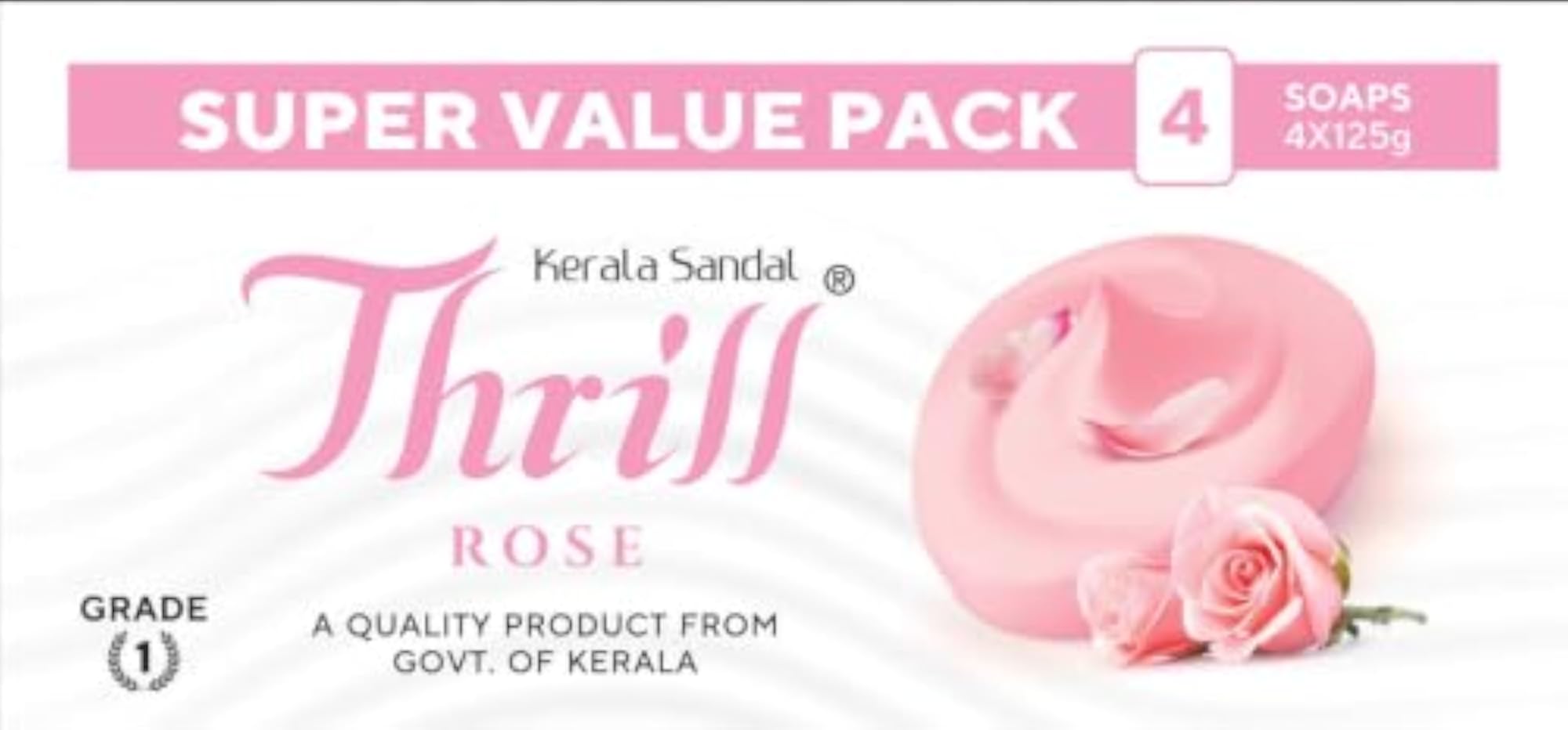 Thrill Rose Toilet Soap with Creamy Lather, Pack of 4