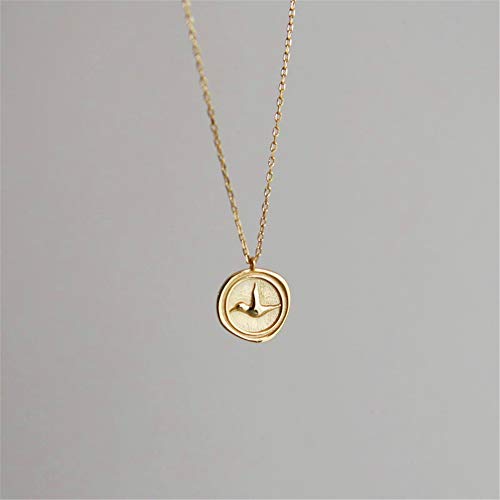Embossed Bird Round Coin Necklace for Women Girls 925 Sterling Silver Vintage Disc Small Pendant Choker Necklace Swallow Peace Dove Animal Freedom Statement Jewelry Gift3