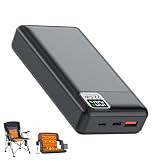 5V 2A 3A 20000mAh Battery Pack for Electric Heated Camping Chair, Stadium Seat Cushion, Vest, Jacket, Blanket, Red Light Therapy Pad - Digital LCD Screen PD20W Fast Charging Power Bank for iPhone