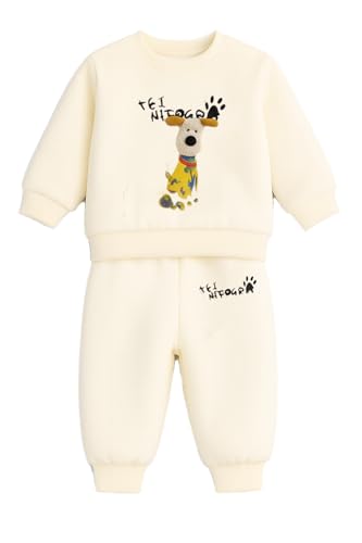 Image of Bold N Elegant Kids Fleece Lined Winter T-Shirt Jogger Set Warm Sweatshirt Pants | Stylish Astronaut Print Winter Co-ord Set for Infant Toddler Teedler Boys n Girls