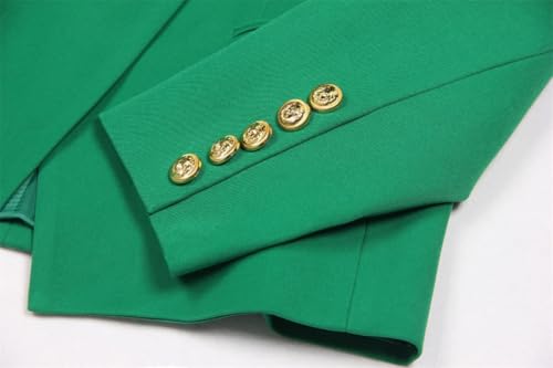 Women's Classic Solid Double Breasted Blazer Gold Button Long Sleeve Slim Fit Commuter Office Suit Coat4