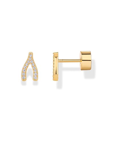 Image of PAVOI 14K Gold Plated Dainty Flat Back Earrings for Women, Piercing Studs | Hypoallergenic Stud Earrings with 925 Sterling Silver Posts, Motif Flatback Screw Back Helix Cartilage