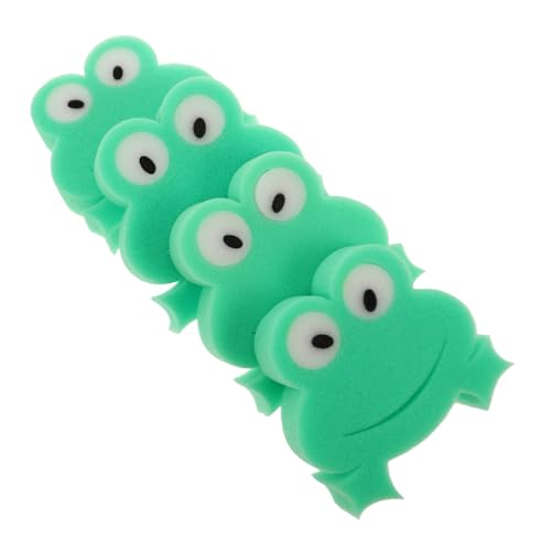 OFFSCH 4 Piezas Esponjas de Baño para Bebés Esponjas con Forma de para Ducha y Naturales para Baño de Infantes y Pequeños Color Verde