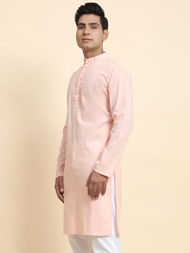 Image of Amazon Brand - Anarva Men's Cotton Solid Dress Long Kurta Regular Fit Casual