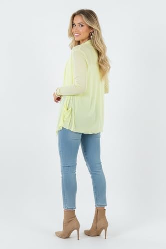 Image of ToBeInStyle Womens Open Front Long Sleeve Lightweight Asymmetrical Draped Cardigan with Side Pockets
