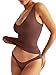 EasyGala Womens V Neck Tank Tops Sleeveless Double Lined Basic Tops Slim Fit Summer Going Out Tops Y2K Trendy Fashion Brown
