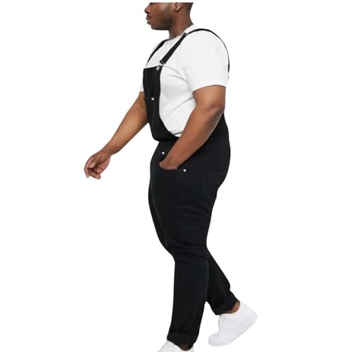 Salopette en jean pour homme avec bretelles réglables et coupe régulière unie