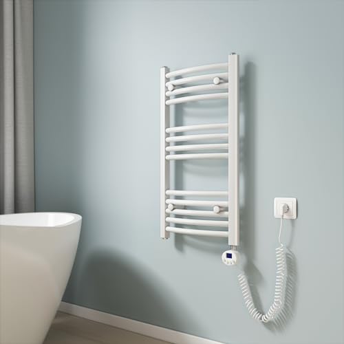 EMKE Radiador Toallero Eléctrico para Baño,75 x 40 cm, Secatoallas eléctrico con termostato, 246 vatios (Blanco)