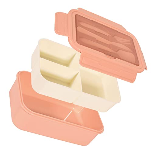 CHAMEEN Fiambrera para adultos, 1400 ml, con 3 heces, para niños, caja de almuerzo, ideal para la escuela, trabajo, picnic, viajes, para microondas y lavavajillas
