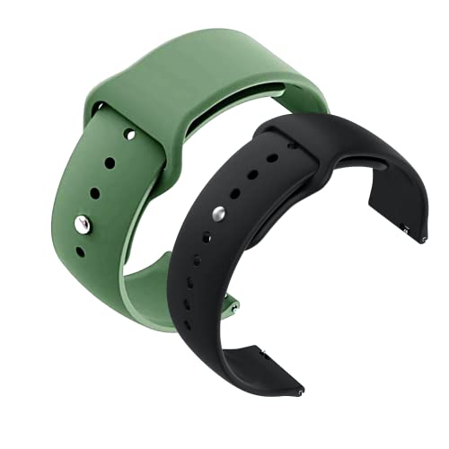 Image of YODI New Accessories Silicone 22MM Strap Belt Band for Smart Watch (Set of 2 Color) Combo Pack (Smart Watch NOT Included) (Green-Black)