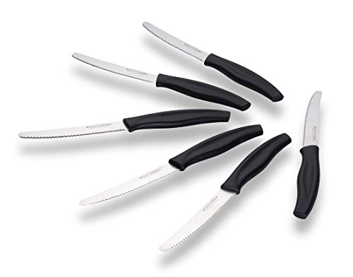 ECHTWERK Brötchenmesser/ Frühstücksmesser 6 Stk. aus Edelstahl mit Wellenschliff, Griff aus Kunstoff, Schwarz, EW-TM-0162 Cover
