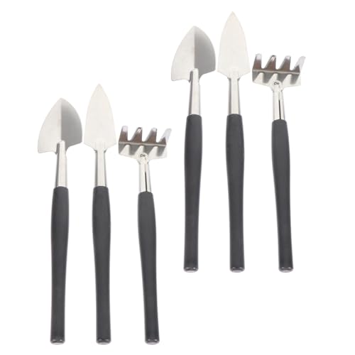 FUTUREORYY 6 Piezas Kit de Herramientas de Jardinería Pequeñas Mini Pala Mini Rastrillo para Plantas Maceta Cuidado de Suculentas y Bonsái con Mango Ergonómico Compacto y Ligero