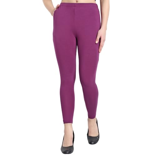 Image of ONE SKY Women Ankle Length Leggings | Premium Cotton Modal Spandex Blend | High Waist Stretchable & Bio-Washed Fabric | Colour-Lock | Ethnic Leggings for Women