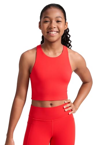 Image of CRZ YOGA Girls Butterluxe Double Lined Crop Tank | Dance, Extremely Soft, Tight Fit, High Neck, Athletic, Sleeveless Tops for Teen